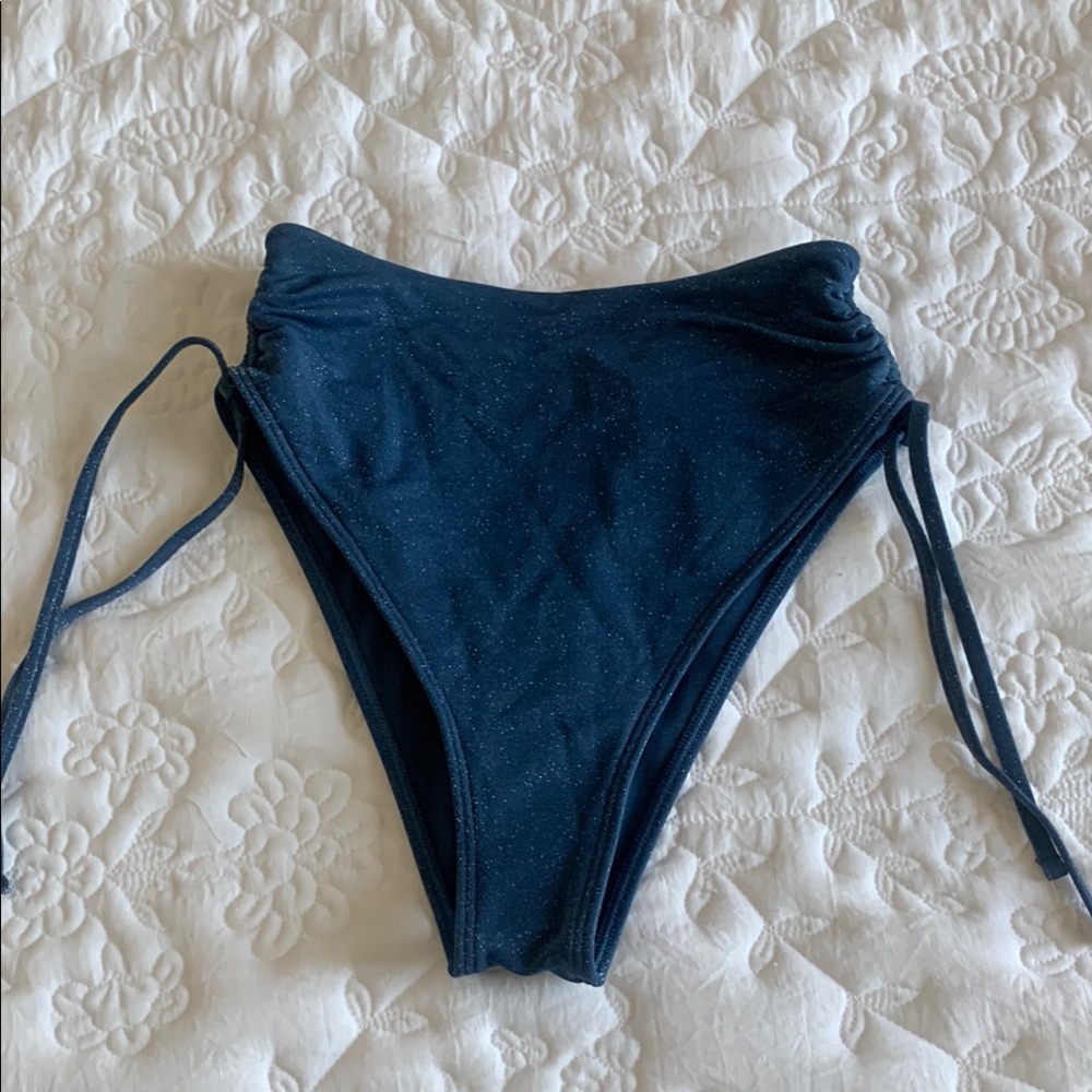 sparkly blue high waisted bikini bottoms